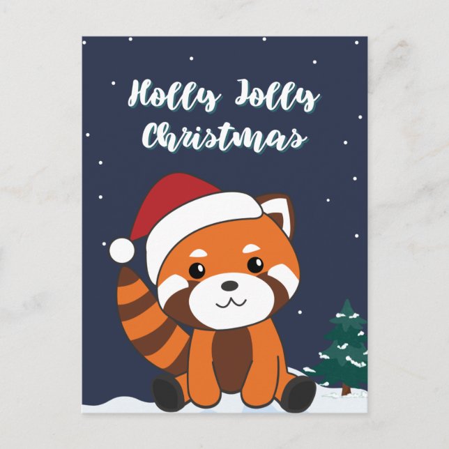 Cartão Postal De Festividades Red Panda Christmas Snow Animais de inverno Pandas (Frente)