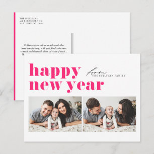 Cartão Postal De Festividades Red Retro Typografia Feliz Feriados Duas Fotografi