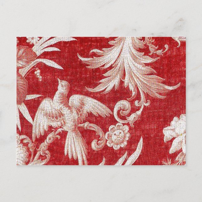 Cartão Postal De Festividades Red Shabby Toile Natal (Frente)