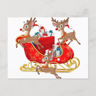 Cartão Postal De Festividades Red Sleigh