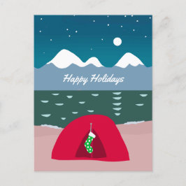 Cartão Postal De Festividades Red Tent Camper no Natal