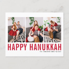 Cartão Postal De Festividades Red Typografia Photo Collage Happy Hanukkah