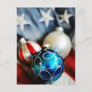 Cartão Postal De Festividades Red White & Blue Christmas