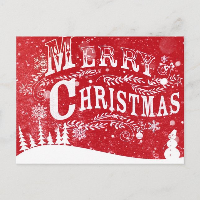 Cartão Postal De Festividades Red White Christmas Setting (Frente)