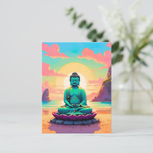 Cartão Postal De Festividades Reflexão Sunset de Buda