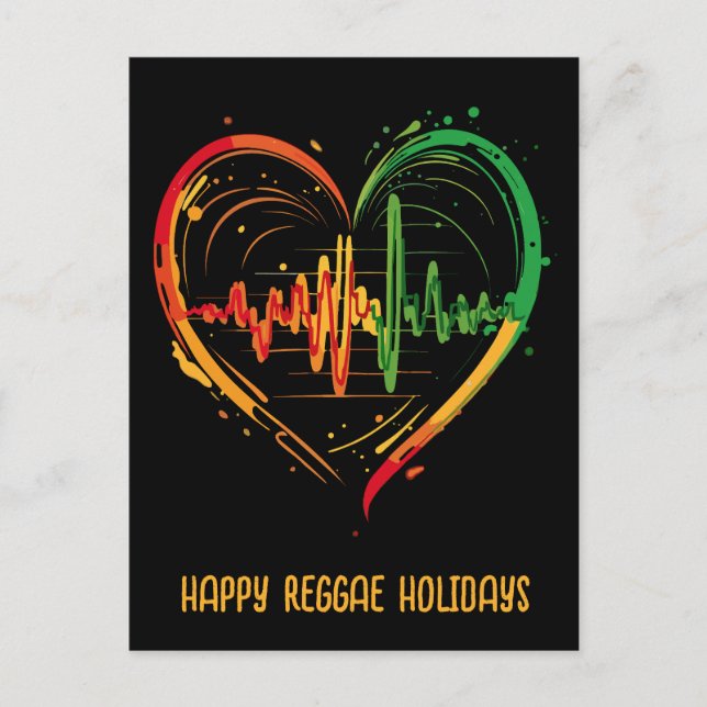 Cartão Postal De Festividades Reggae Heart Beat Personalizável (Frente)