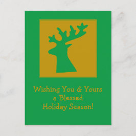 Cartão Postal De Festividades Reinador de Feriados Personalizado Verde Dourado