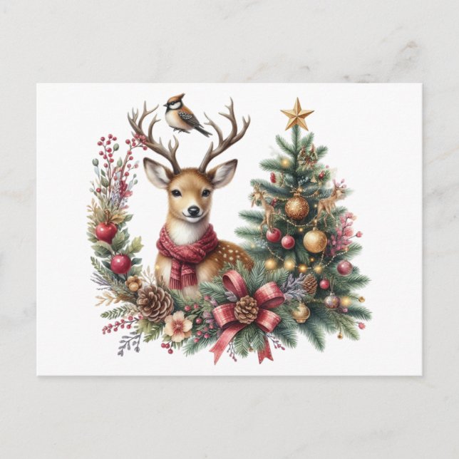 Cartão Postal De Festividades Reindeer (Frente)