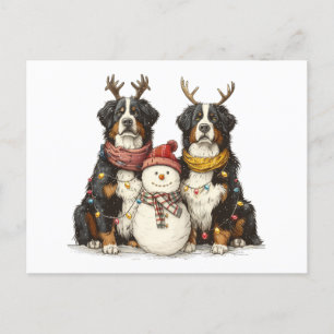 Cartão Postal De Festividades Reindeer Bernese Cães de Montanha