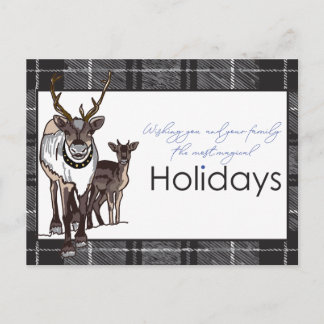 Cartão Postal De Festividades Reindeer Deer Christmas Holiday Magical