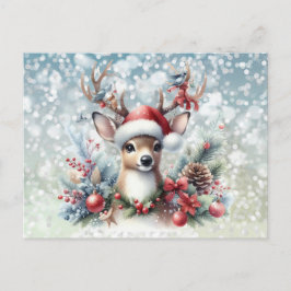 Cartão Postal De Festividades Reindeer e Natal