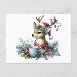 Cartão Postal De Festividades Reindeer e Natal