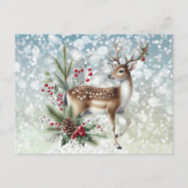 Cartão Postal De Festividades Reindeer e Natal
