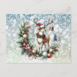 Cartão Postal De Festividades Reindeer e Natal