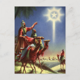 Cartão Postal De Festividades Religião Vintage, Sábios com Estrela de Belém