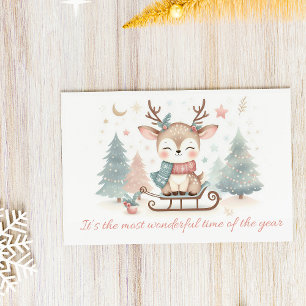 Cartão Postal De Festividades Rena Bonita “Época Mais Maravilhosa do Ano”