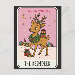 Cartão Postal De Festividades Rena de Natal