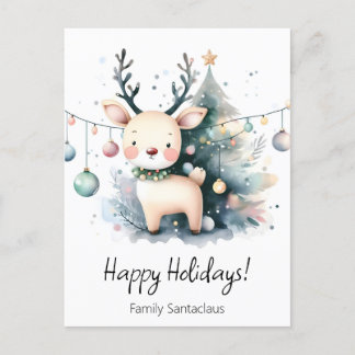Cartão Postal De Festividades Rena de Natal
