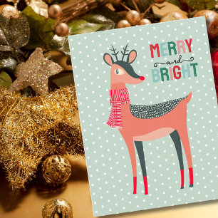 Cartão Postal De Festividades Rena de Natal Fofa Foto Personalizada de Inverno