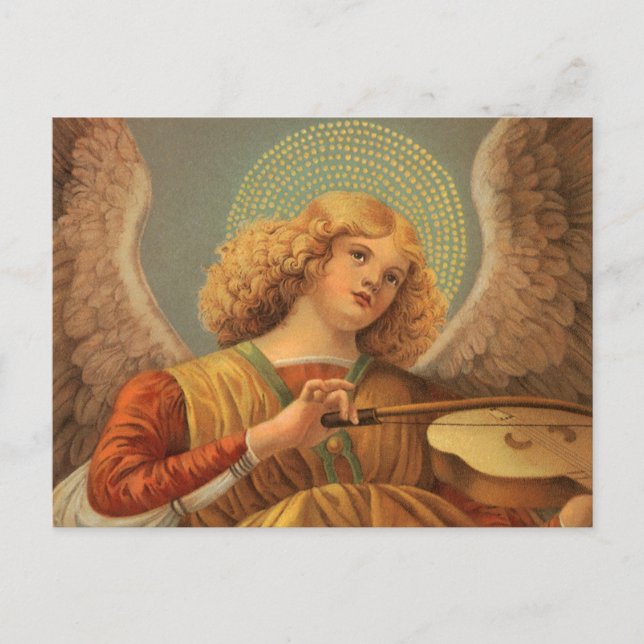 Cartão Postal De Festividades Renaissance Angel Playing Violin Melozzo da Forli (Frente)