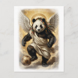 Cartão Postal De Festividades Renaissance Style Panda Player Soccer on a 