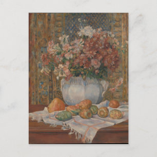 Cartão Postal De Festividades Renoir - Vida Estática com Flores e Peras Picadas