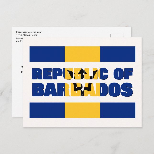 Cartão Postal De Festividades REPÚBLICA Personalizada DE BARBADOS (Frente/Verso)