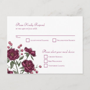 Cartão Postal De Festividades Resposta de RSVP de Casamento Rosa Marrom