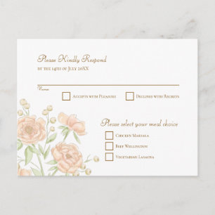 Cartão Postal De Festividades Resposta de RSVP de Casamento Rosa Pêssego