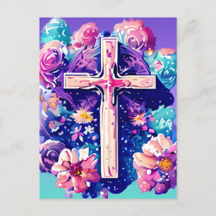 Cartão Postal De Festividades Ressurreição de Jesus, Páscoa da Cruz Cristã