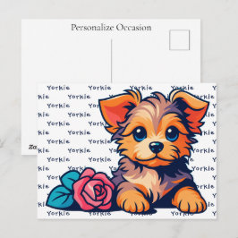 Cartão Postal De Festividades Retrato de cachorro de desenho animado fofo do Yor