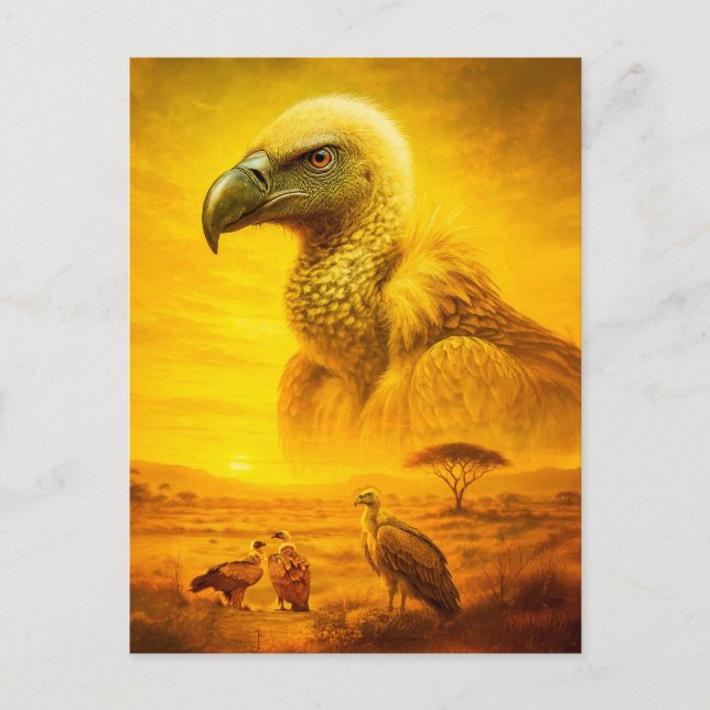 Cartão Postal De Festividades Retrato de dupla exposição do abutre africano (Frente)