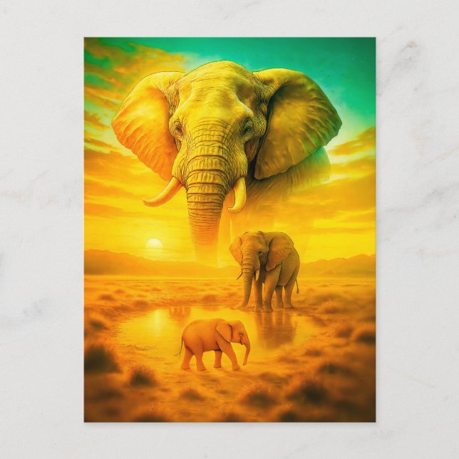 Cartão Postal De Festividades Retrato de dupla exposição do elefante africano (Frente)