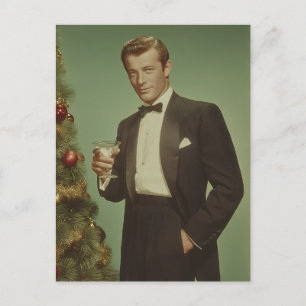 Cartão Postal De Festividades Retrato de Elegância de Férias Vintage