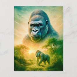 Cartão Postal De Festividades Retrato de Exposição Dupla de Gorila Montanha