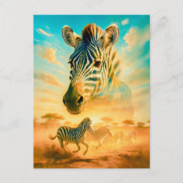 Cartão Postal De Festividades Retrato de exposição dupla de zebra