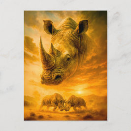 Cartão Postal De Festividades Retrato de Exposição Dupla do Rinoceronte Branco