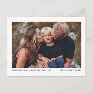 Cartão Postal De Festividades Retrato de Família com Fonte Moderna para Foto de