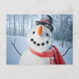 Cartão Postal De Festividades Retrato de um Snowman Feliz