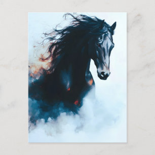 Cartão Postal De Festividades Retrato Mínimo de Cavalo Negro Correndo