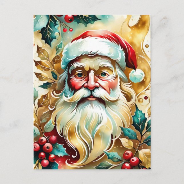 Cartão Postal De Festividades Retrato Santa Clause (Frente)