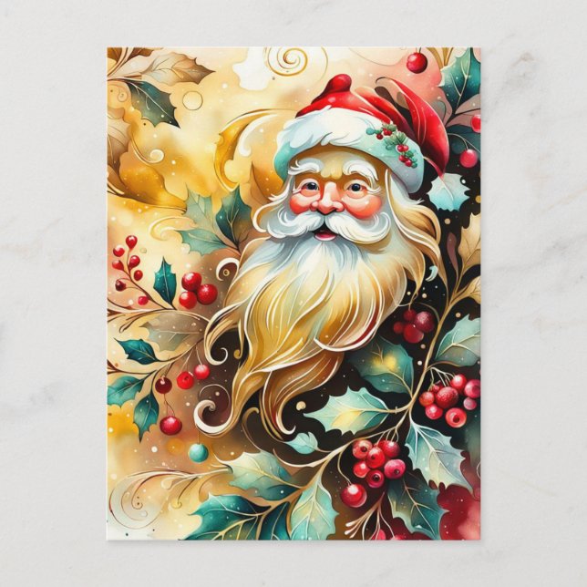 Cartão Postal De Festividades Retrato Santa Clause (Frente)