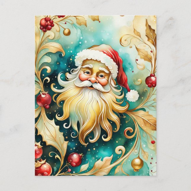 Cartão Postal De Festividades Retrato Santa Clause (Frente)