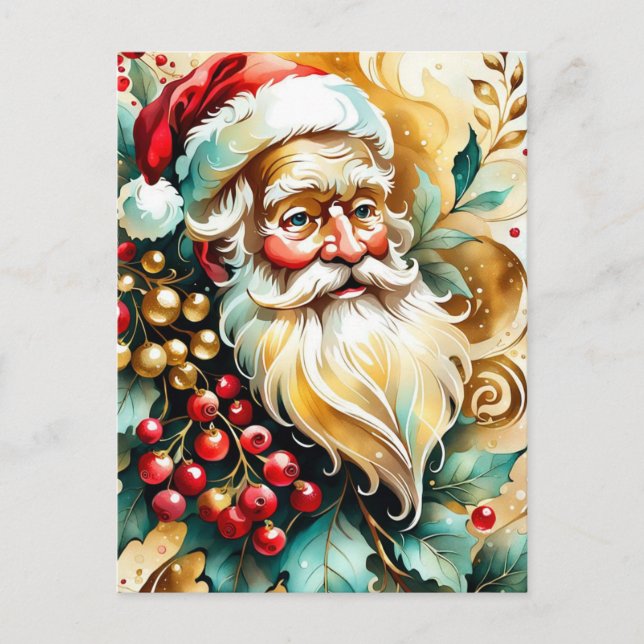 Cartão Postal De Festividades Retrato Santa Clause (Frente)