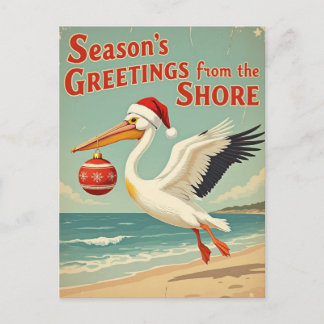 Cartão Postal De Festividades Retro Beach Your Text Season’s Greetings Postcard