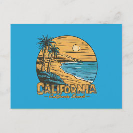 Cartão Postal De Festividades Retro California Sunset Beach Scene