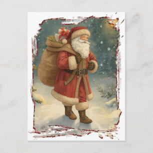 Cartão Postal De Festividades Retro Foto Papai Noel Endereço Personalizado Natal