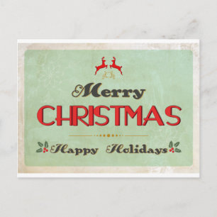 Cartão Postal De Festividades Retro Green Christmas Card