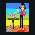 Cartão Postal De Festividades Retro Hanukkah and a Martini<br><div class="desc">Retro Chanukah and a Martini</div>