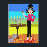 Cartão Postal De Festividades Retro Hanukkah and a Martini<br><div class="desc">Retro Chanukah and a Martini</div>